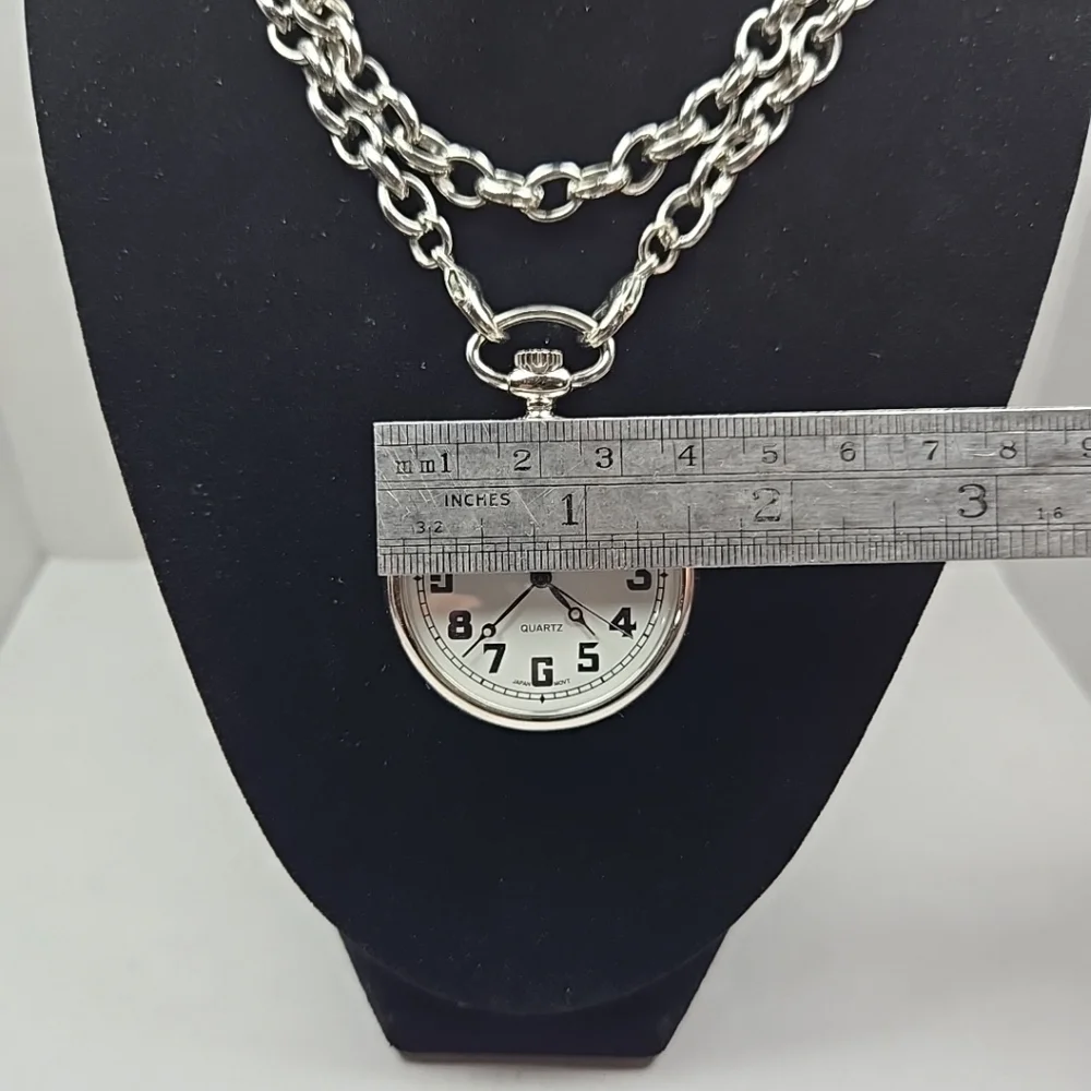 TOKYObay Pocket Watch Silver Tone New Battery Jeans Pants Suit Chain Necklace